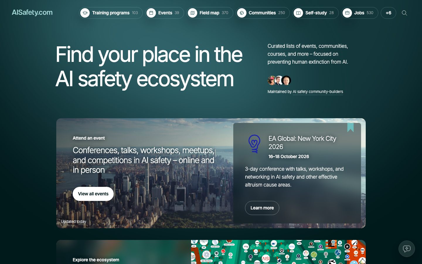 AISafety.com homepage screenshot